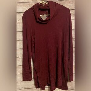 New J Jill Women’s cowl neck tunic. Maroon. Medium.